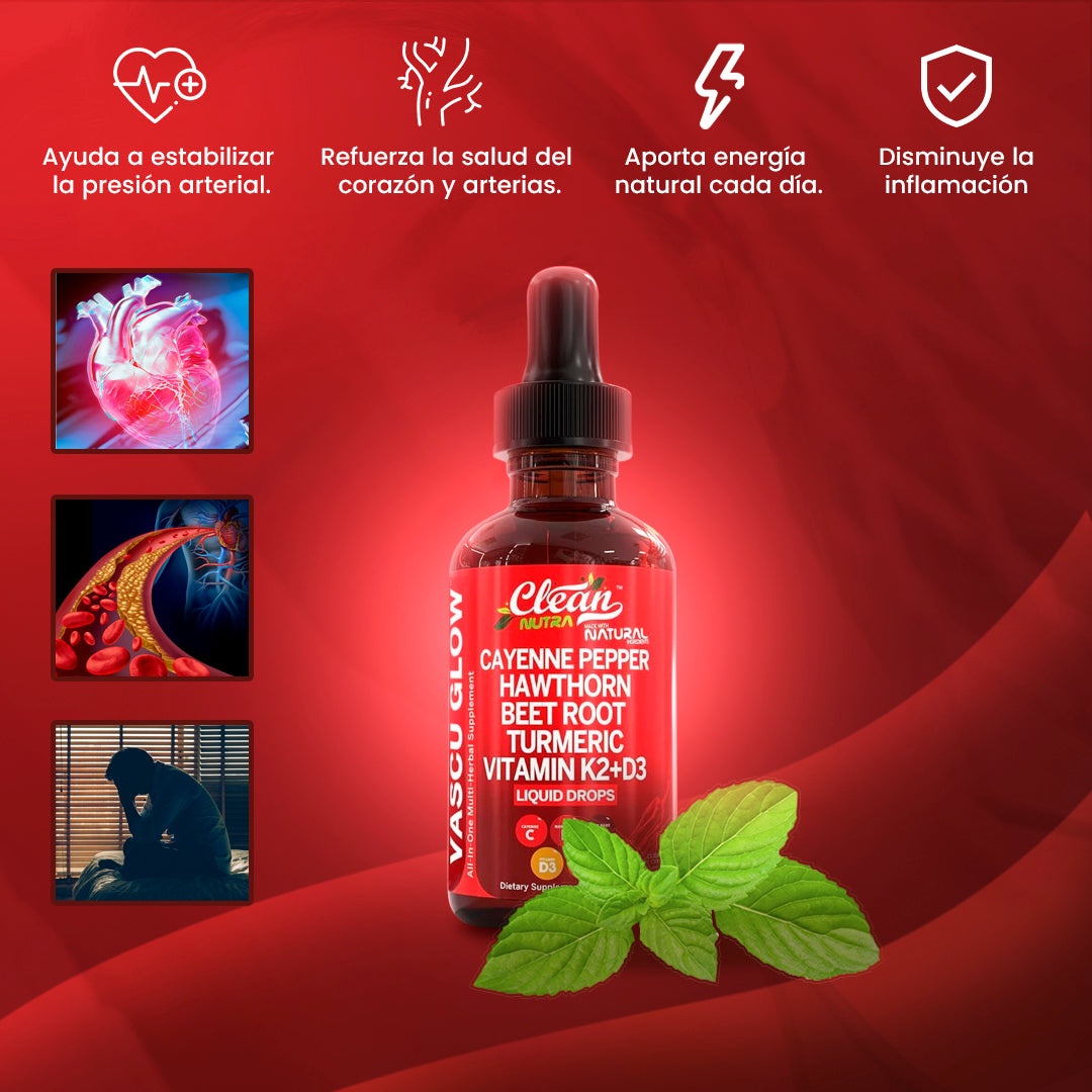 Gotas Naturales Vascu Glow™ | Gotas naturales que apoyan tu presión arterial y fortalecen tu corazón